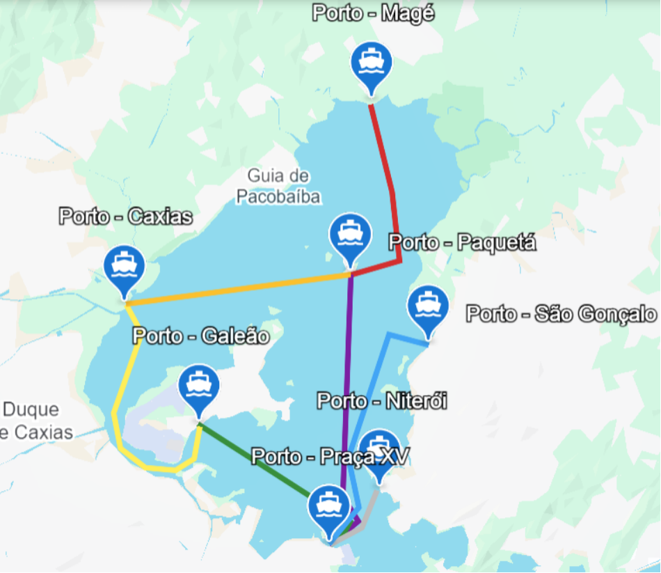 Mapa das rotas da Guanabara