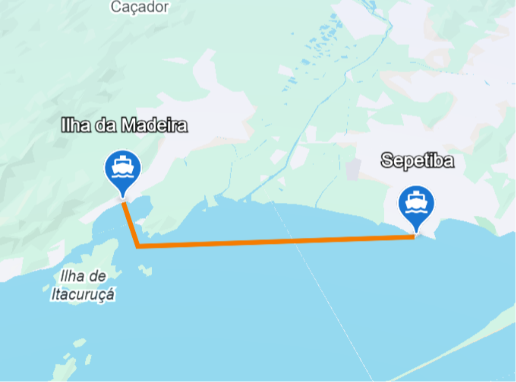 Mapa das rotas de Sepetiba